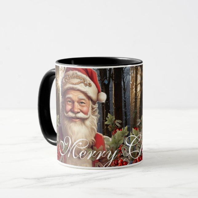 Frohe Weihnachten Weihnachtsmann personalisieren Tasse (Vorderseite Links)