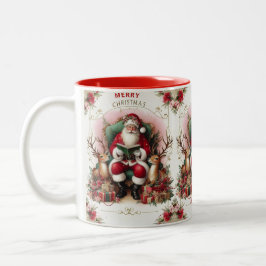 Frohe Weihnachten Weihnachtsmann Reading to Rentie Zweifarbige Tasse