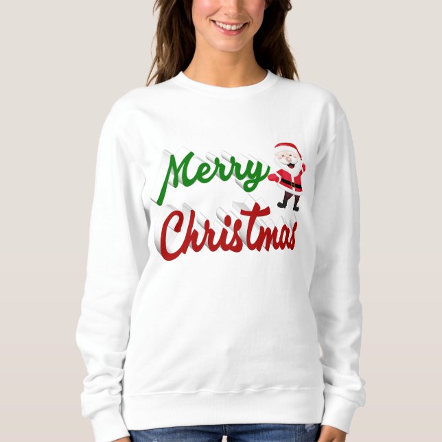 Frohe Weihnachten Weihnachtsmann rot grün Drehbuch Sweatshirt (Vorderseite)