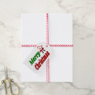 Frohe Weihnachten Weihnachtsmann rot-grüne Typogra Geschenkanhänger