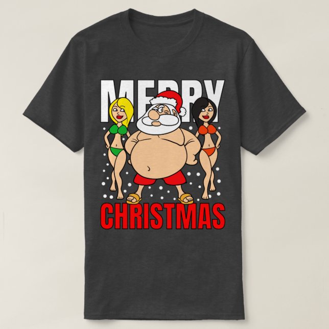 Frohe Weihnachten Weihnachtsmann Schwimmstämme T-Shirt (Design vorne)