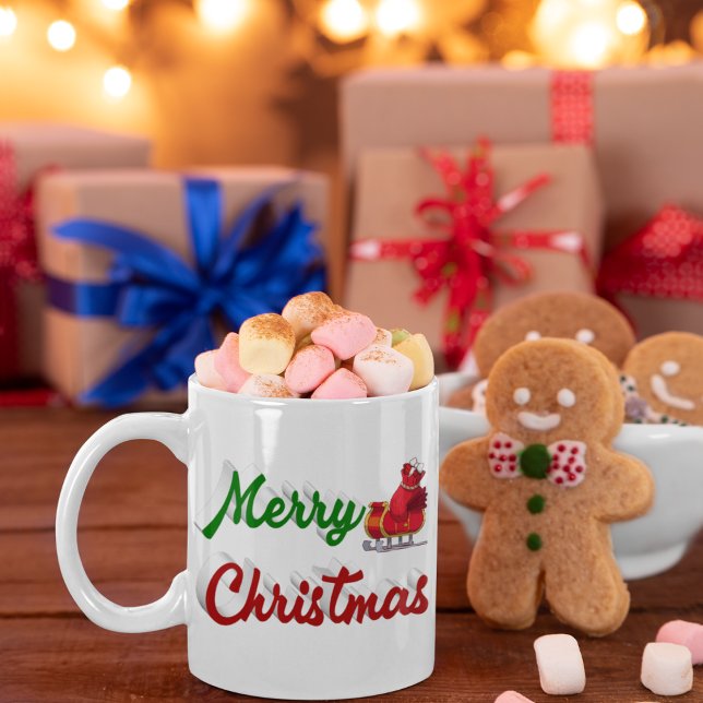 Frohe Weihnachten Weihnachtsmann-Sleigh-Halbschrif Kaffeetasse (Von Creator hochgeladen)