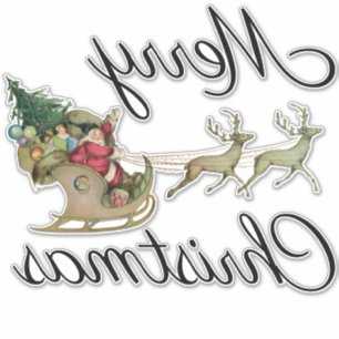 Frohe Weihnachten Weihnachtsmann Sleigh Window Dec Aufkleber