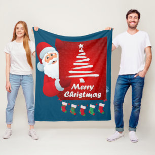 Frohe Weihnachten Weihnachtsmann Tree Stokings X-m Fleecedecke