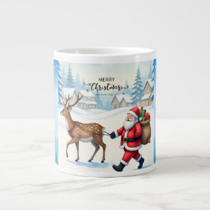 Frohe Weihnachten, Weihnachtsmann und Geschenk der Jumbo-Tasse