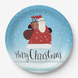 Frohe Weihnachten Weihnachtsmann und Rudolph Pappteller