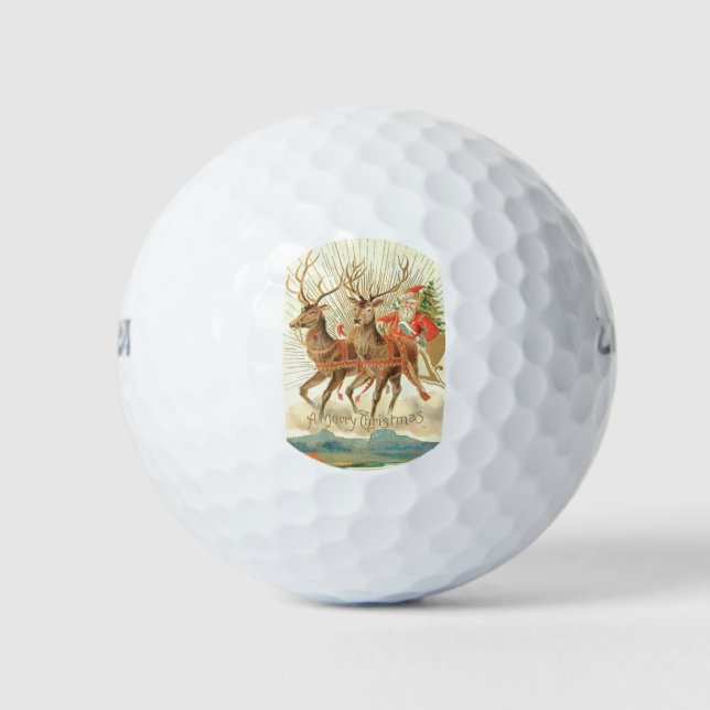 Frohe Weihnachten (Weihnachtsmann und sein Rentier Golfball (Vorderseite)