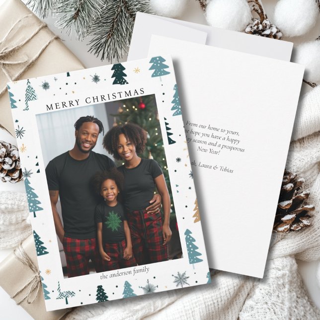 Frohe Weihnachten! Weihnachtsmuster, einfaches Fot Feiertagskarte (Merry Christmas! Christmas pattern, simple photo Holiday Card)