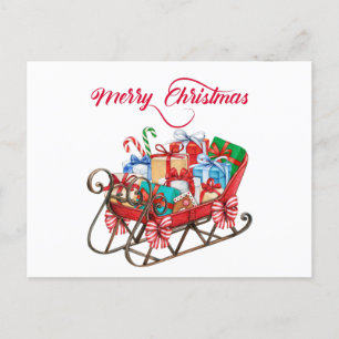 Frohe Weihnachten Weihnachtsschlitten mit Geschenk Postkarte