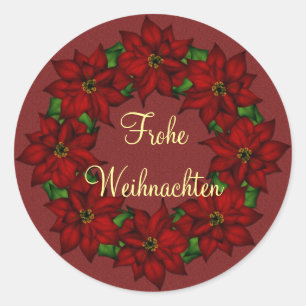 Frohe Weihnachten - Weihnachtsstern Motiv Runder Aufkleber