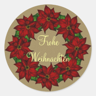 Frohe Weihnachten - Weihnachtsstern Motiv Runder Aufkleber