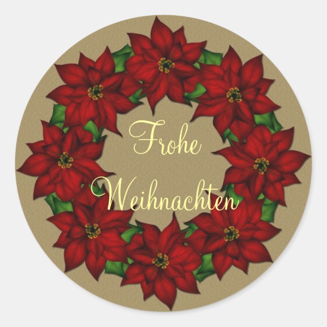Frohe Weihnachten - Weihnachtsstern Motiv Runder Aufkleber (Vorderseite)