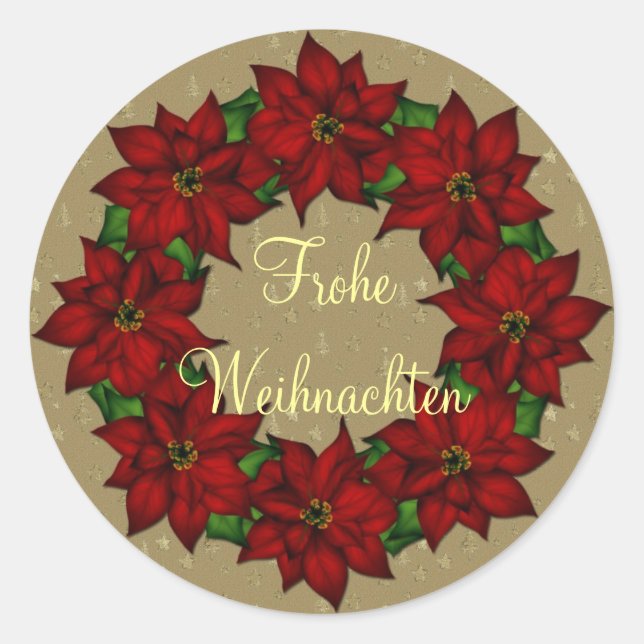 Frohe Weihnachten - Weihnachtsstern Motiv Runder Aufkleber (Vorderseite)