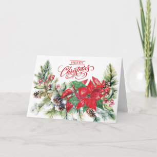 Frohe Weihnachten - Weihnachtsstern, Zweige, Beere Karte
