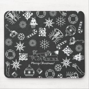 Frohe Weihnachten Weihnachtsymbole, Schwarz und We Mousepad