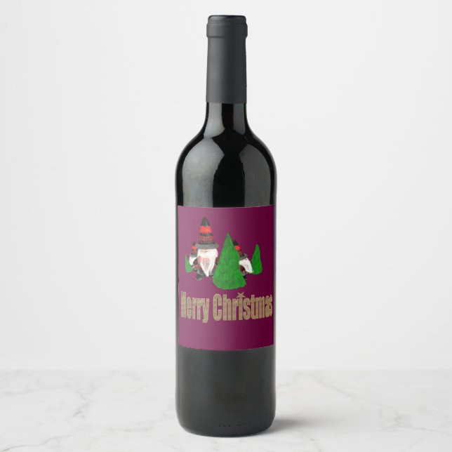 Frohe Weihnachten Weinetikett (Vorderseite)