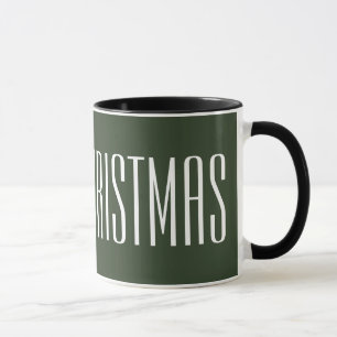 Frohe Weihnachten - weiß auf Jäger grün Tasse