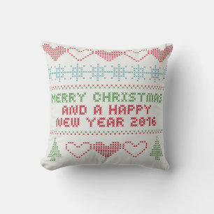 Frohe Weihnachten Weiß Rot Grün Design Kissen