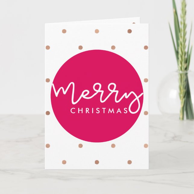 Frohe Weihnachten Weiß und Rosa mit Gold Look Punk (Vorderseite)