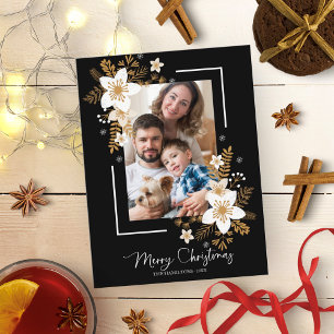 Frohe Weihnachten Weiße Blume Urlaub Foto Postkarte