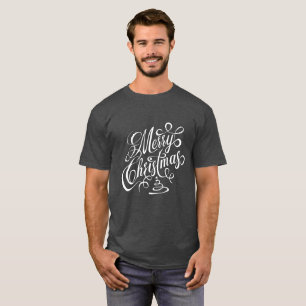 Frohe Weihnachten Weiße Extravagante Cursive Typog T-Shirt