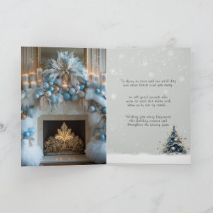 Frohe Weihnachten Weiße Feuerstelle Blaue Ornament