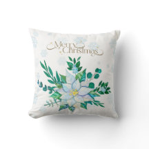 Frohe Weihnachten Weiße Poinsettia Schneeflocken