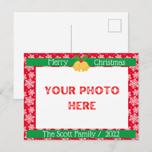 Frohe Weihnachten Weiße Schnee Familie Foto Red Postkarte