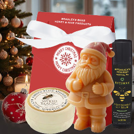 Frohe Weihnachten Weiße Schneeflocke auf Red Apiar Geschenkschachtel