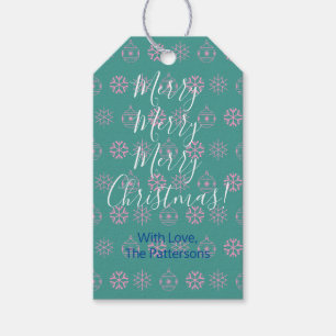 Frohe Weihnachten, weiße Schrift, Name der Heilige Geschenkanhänger
