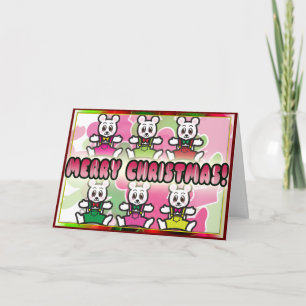 Frohe Weihnachten! - Weiße Teddybär-Karte Feiertagskarte