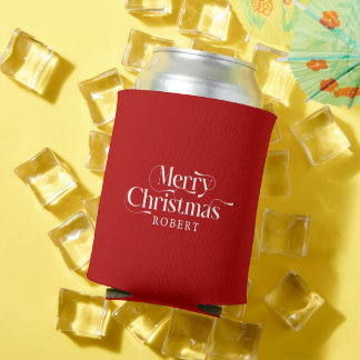 Frohe Weihnachten Weiße Typografie Monogramm Dosenkühler