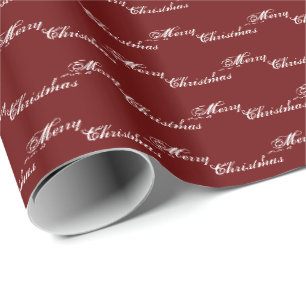 Frohe Weihnachten weißer Burgunderwein maroon Schr Geschenkpapier