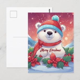 Frohe Weihnachten Weißer Eisbär Postkarte