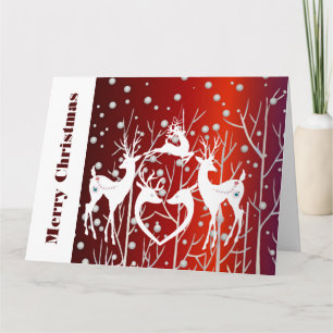 Frohe Weihnachten Weißer Rentier Elegant Red Custo Karte