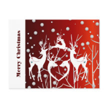 Frohe Weihnachten Weißer Rentier Elegant Red Custo