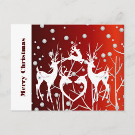 Frohe Weihnachten Weißer Rentier Elegant Red Custo Postkarte