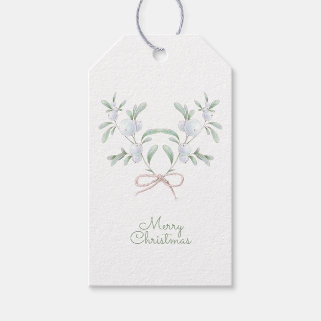 Frohe Weihnachten Weißer Winter Berries Geschenkanhänger (Vorderseite)