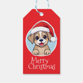 Frohe Weihnachten Welpe Geschenkanhänger