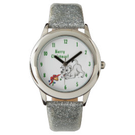 Frohe Weihnachten! Welpe mit Bell und Ball Armbanduhr