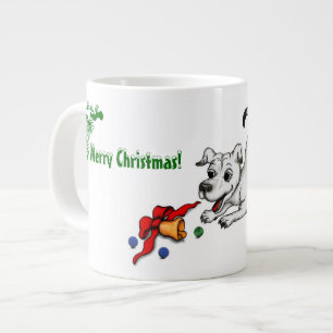 Frohe Weihnachten! Welpe mit Bell und Ball Jumbo-Tasse