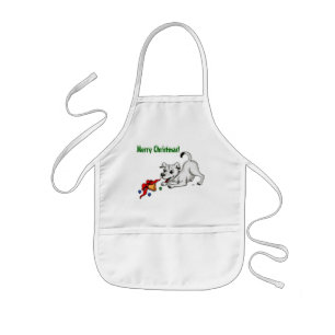 Frohe Weihnachten! Welpe mit Bell und Ball Kinderschürze