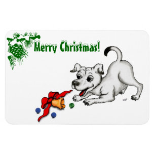 Frohe Weihnachten! Welpe mit Bell und Ball Magnet