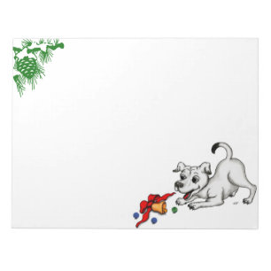 Frohe Weihnachten! Welpe mit Bell und Ball Notizblock