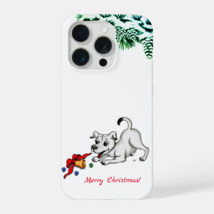 Frohe Weihnachten! Welpe mit Glocke und Ball iPhone 15 Pro Hülle