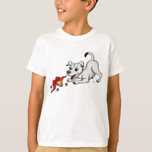 Frohe Weihnachten! Welpe mit Glocke und Ball T-Shirt