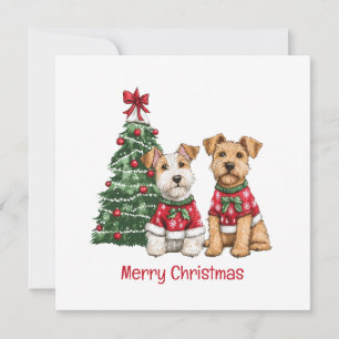 Frohe Weihnachten Welsh Wire Fox Terrier Hunde