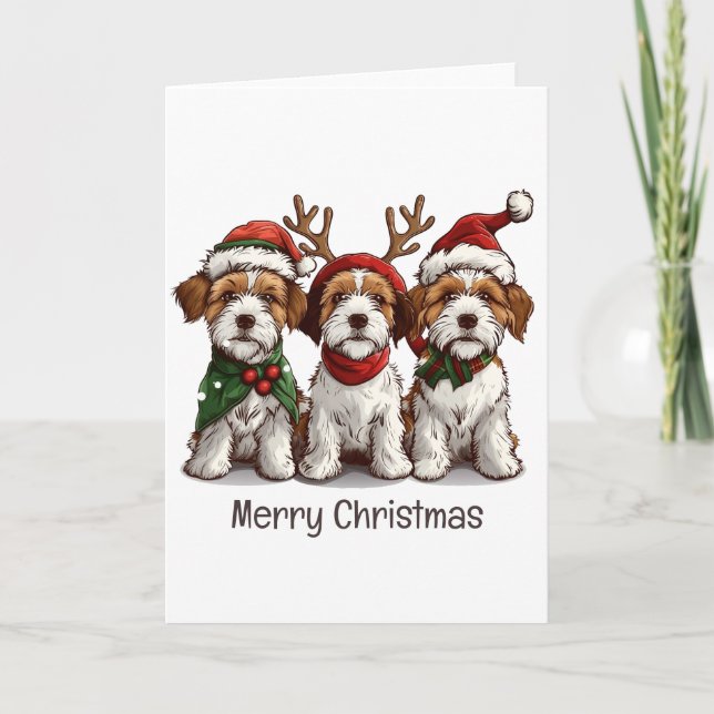 Frohe Weihnachten Welsh Wire Fox Terrier Hunde (Vorderseite)