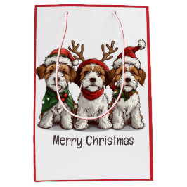 Frohe Weihnachten Welsh Wire Fox Terrier Hunde Mittlere Geschenktüte