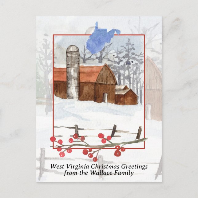 Frohe Weihnachten West Virginia Red Barn Personali (Vorderseite)